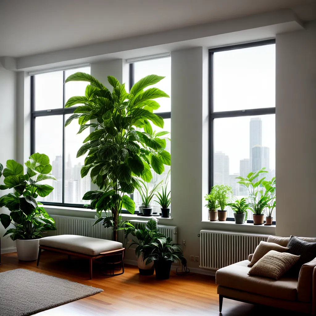 sala apartamento janela cidade plantas