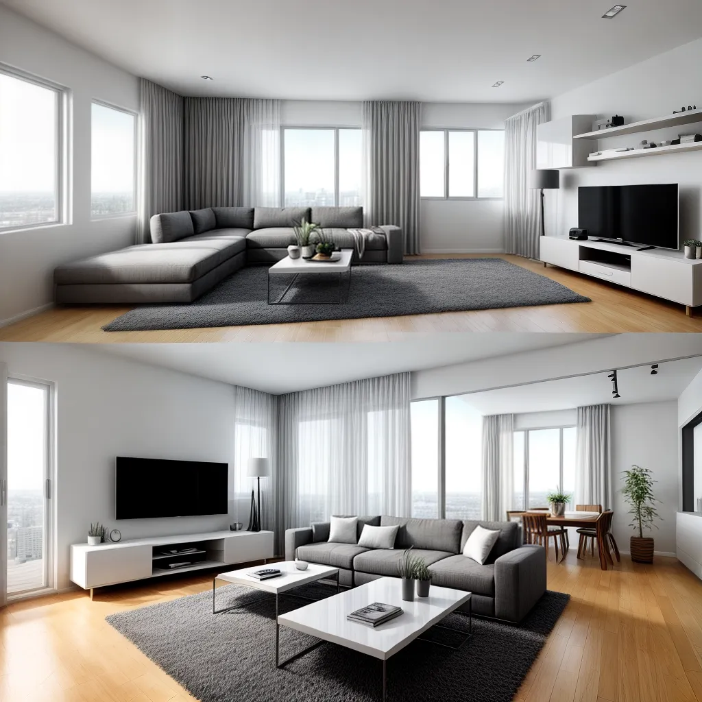 sala minimalista ampla sofa neutro