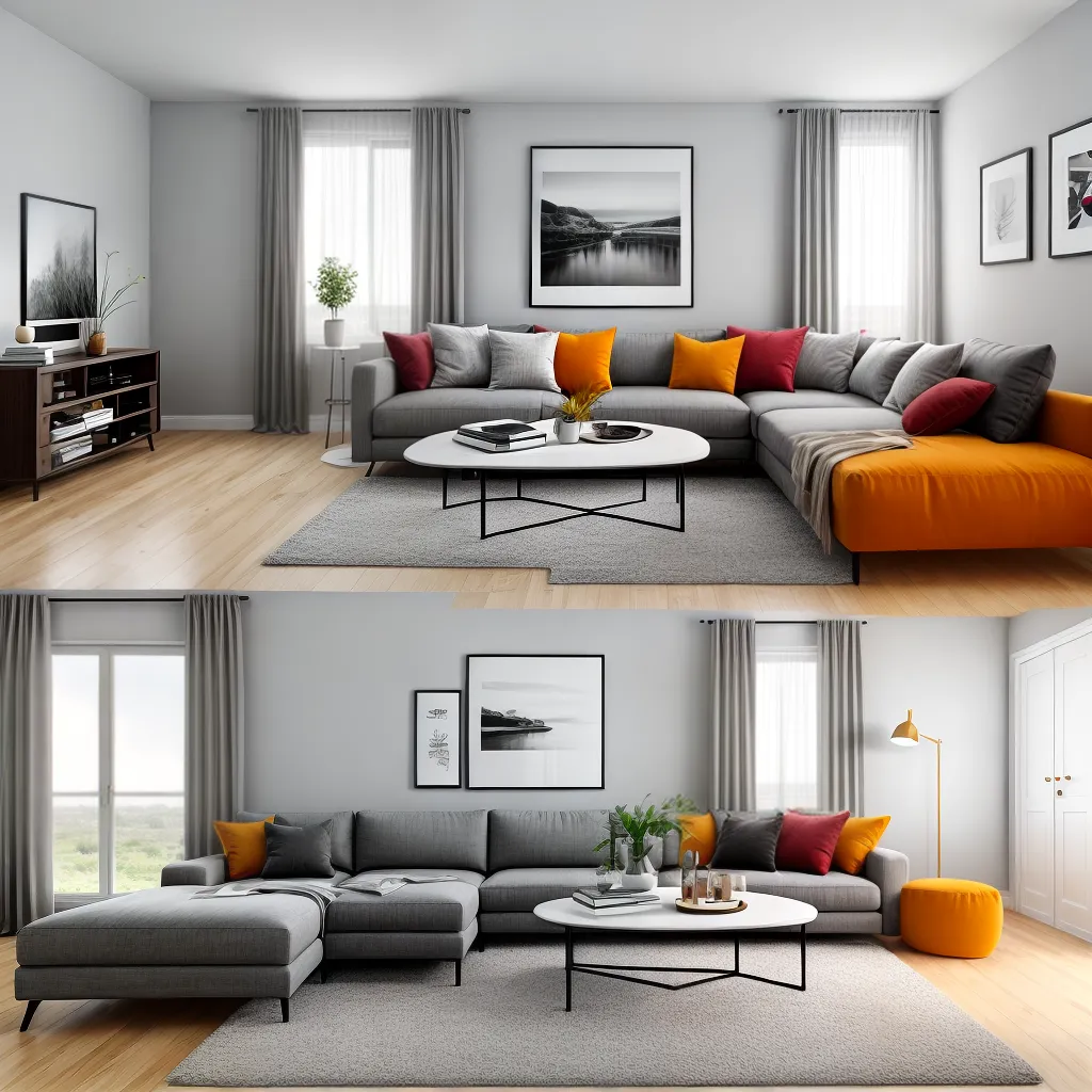 sala minimalista sofa arte janelas