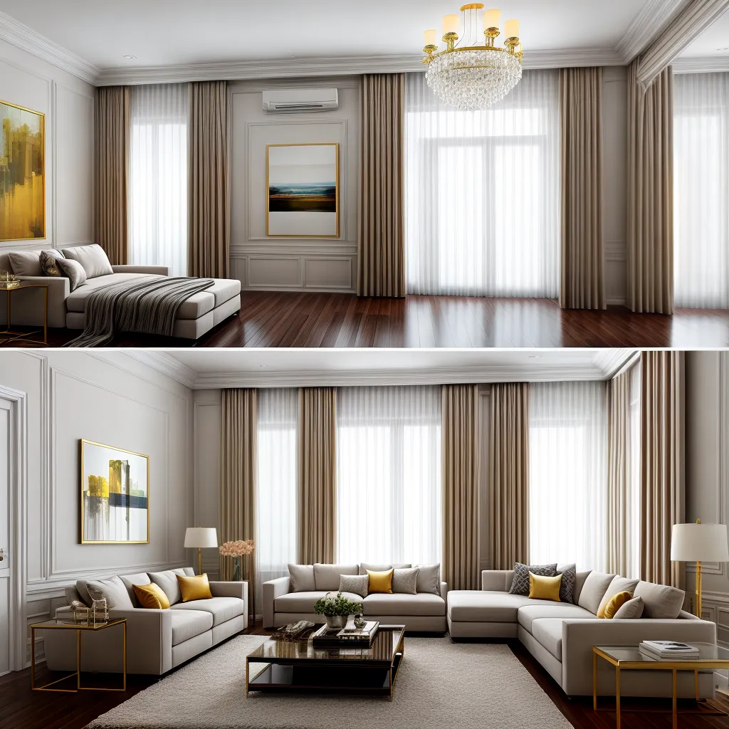 sala elegante janelas altas decoracao