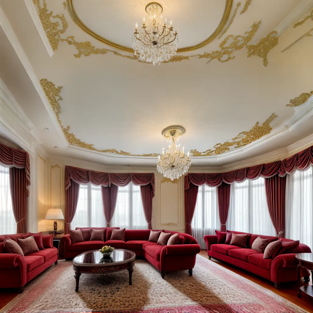 sala luxuosa janelas altas sofa veludo