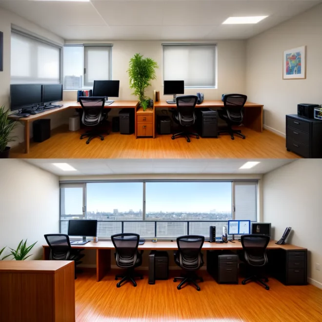 sala trabalho dupla estacao decorada