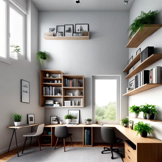 cantinho apartamento minimalista escritorio