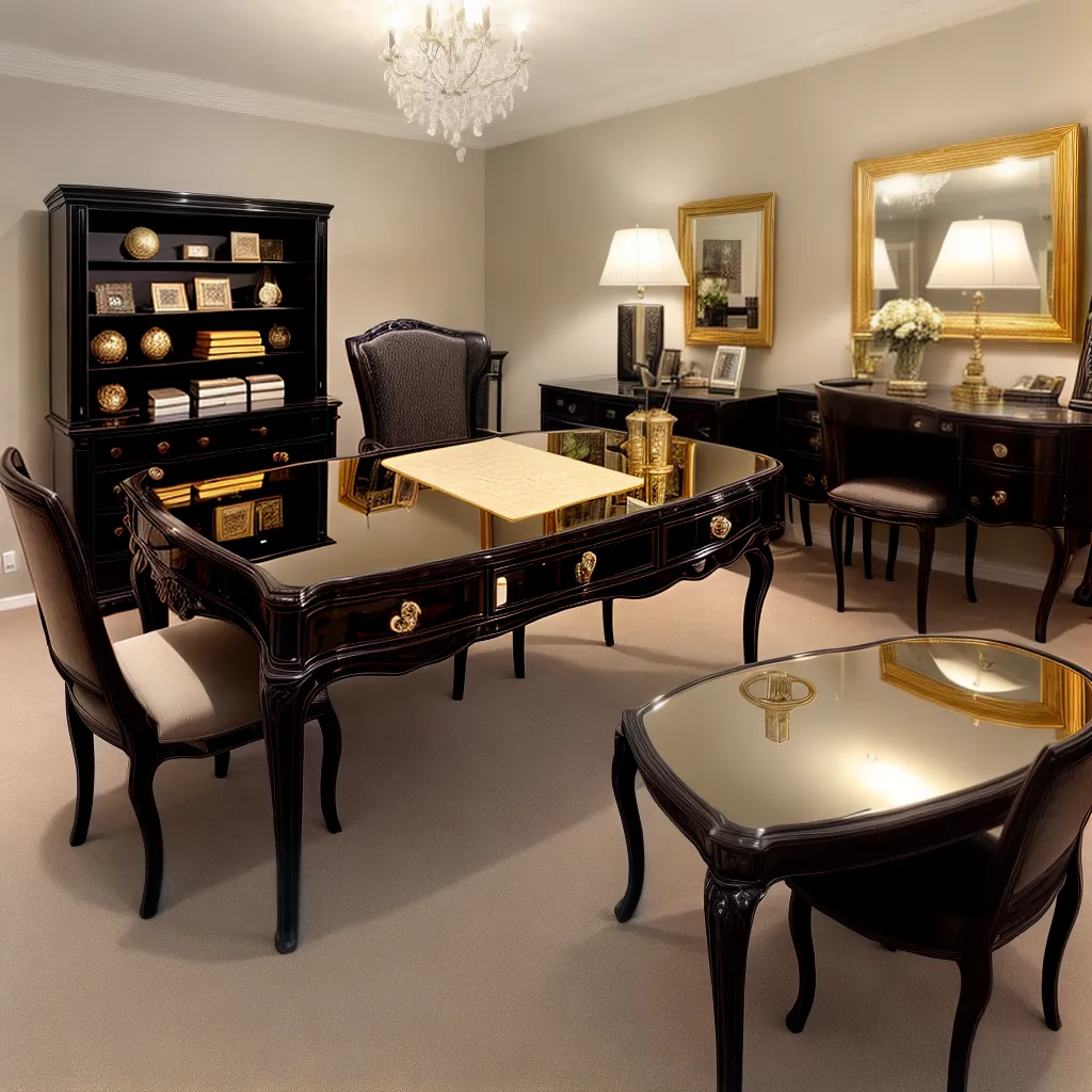 escritorio luxo preto ouro veludo escritorio luxo preto ouro veludo