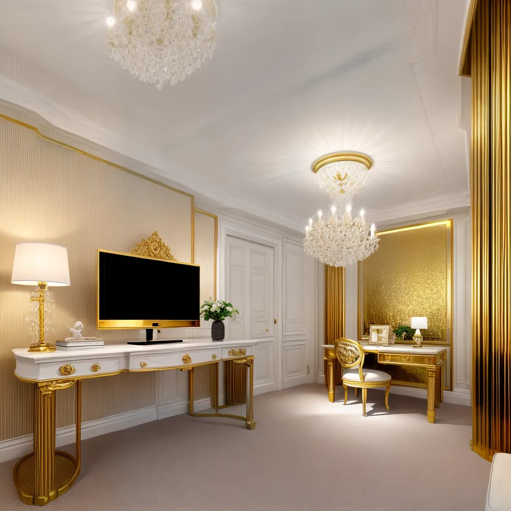 escritorio luxuoso glamouroso ouro veludo