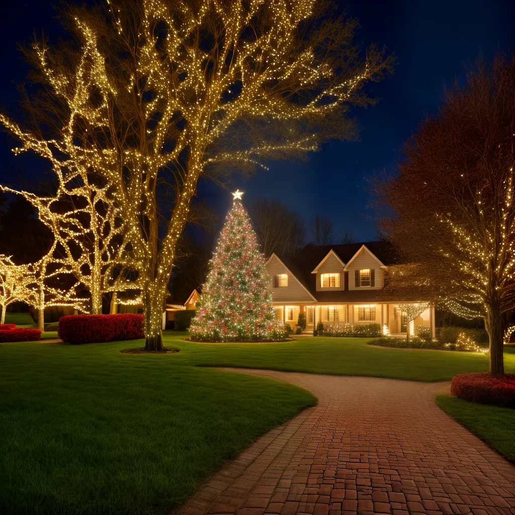 arvore natal jardim luzes festivo
