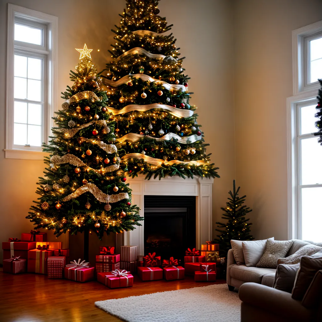 sala natal industrial arvore luzes