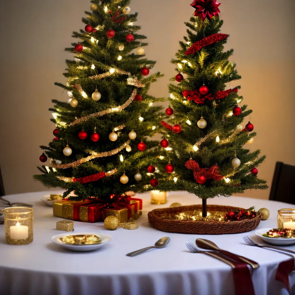 arvore natal miniatura mesa decorada