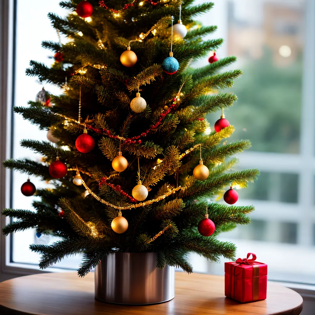 arvore natal miniatura decorada festiva