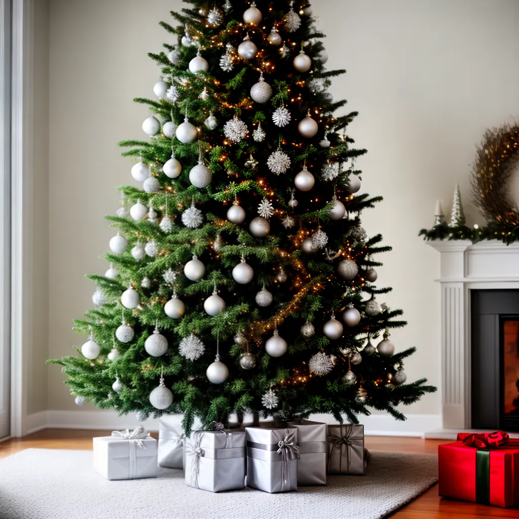 arvore natal decorada branco prata nordico