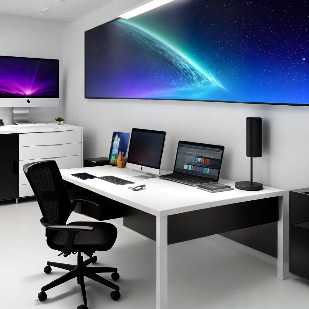 escritorio futurista minimalista led