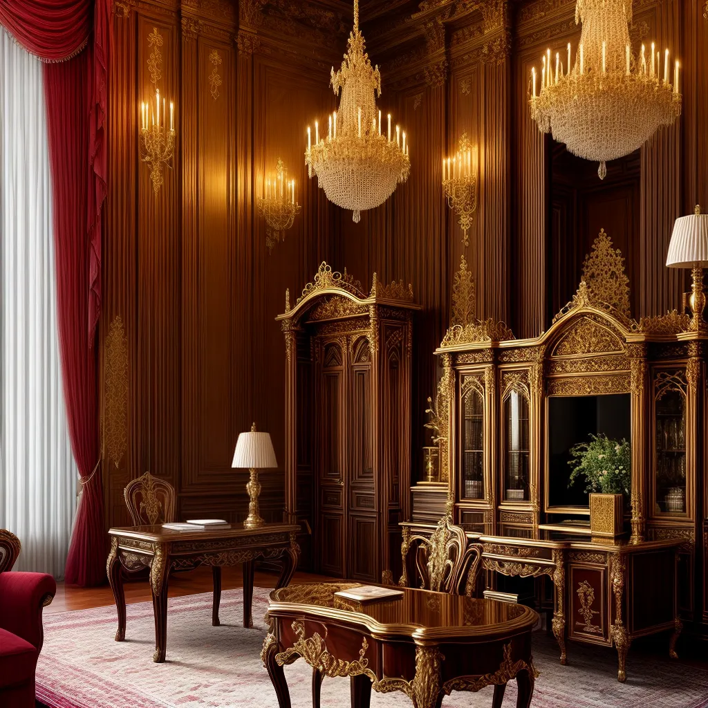 escritorio luxuoso barroco mahogany