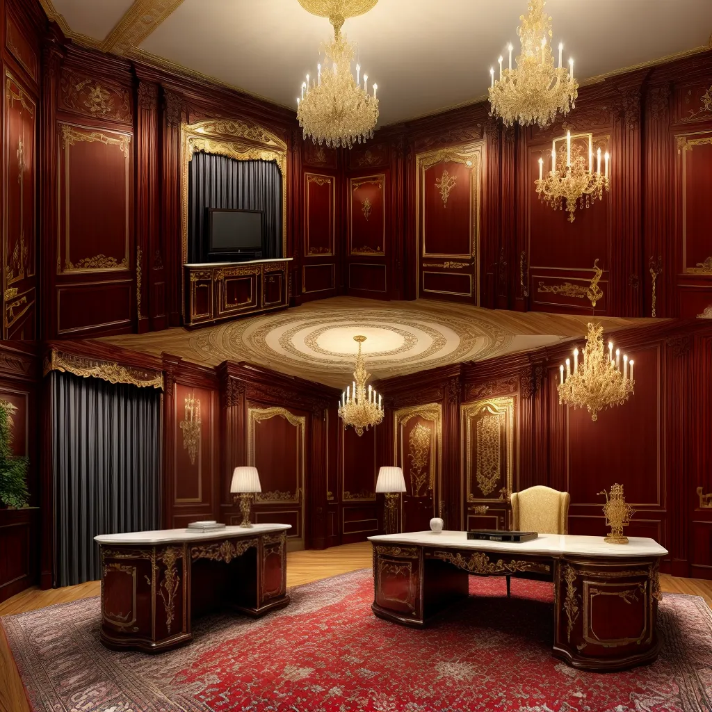 escritorio luxuoso barroco mahogany 1