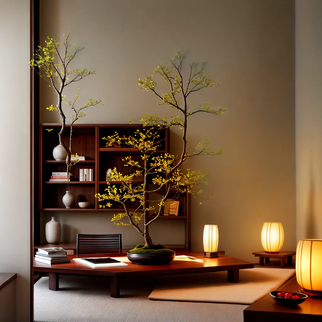 escritorio bambu bonsai lanterna pintura escritorio bambu bonsai lanterna pintura