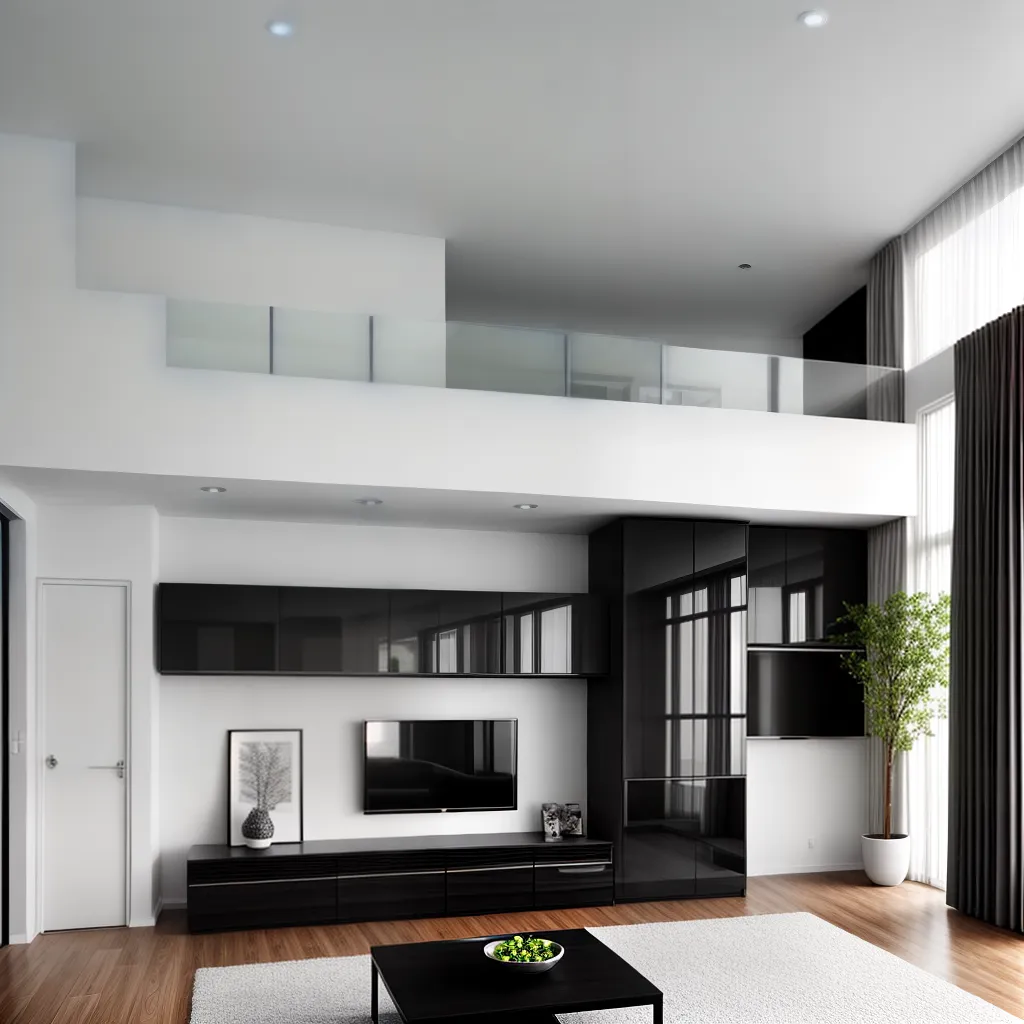 sala minimalista preto branco