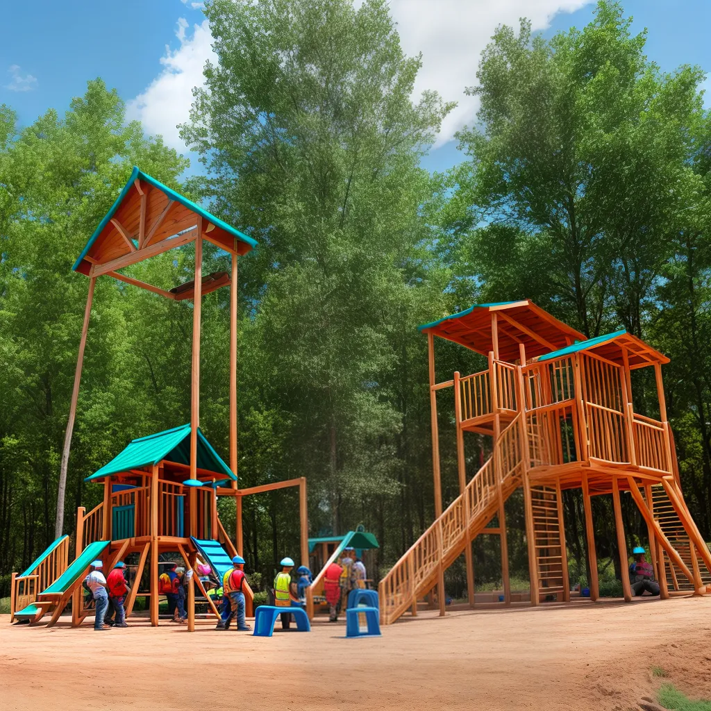 carpinteiros construindo parquinho comunidade 3