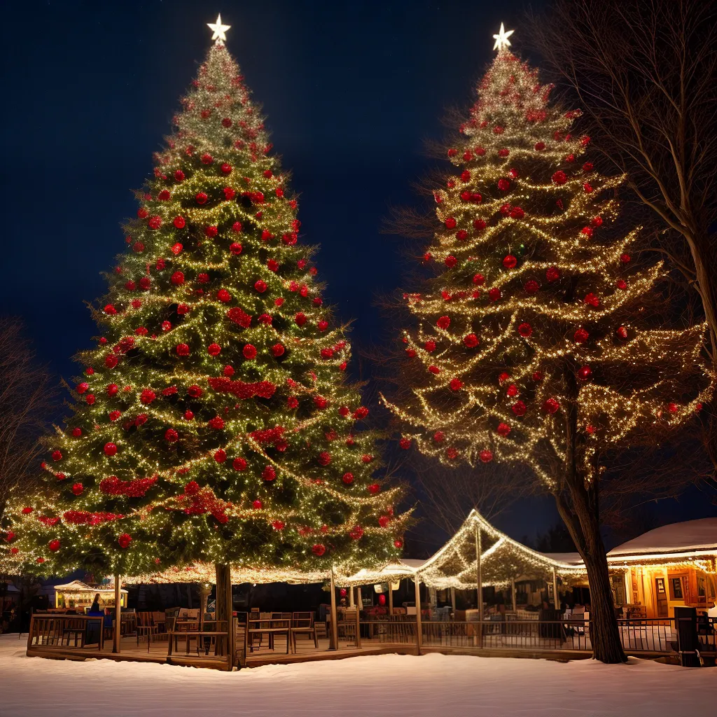 arvore natal iluminada neve festiva arvore natal iluminada neve festiva
