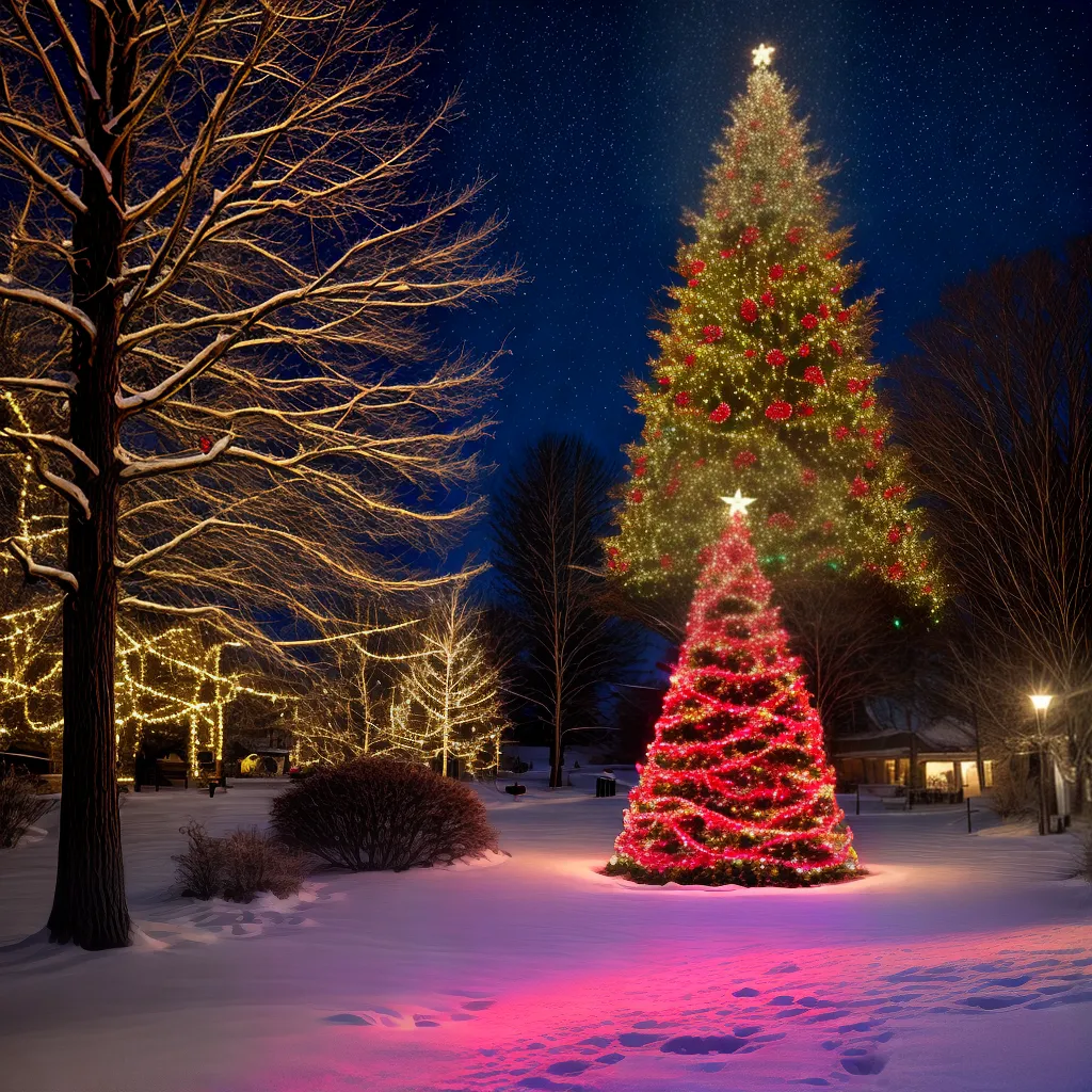 arvore natal iluminada neve festiva 1 arvore natal iluminada neve festiva 1