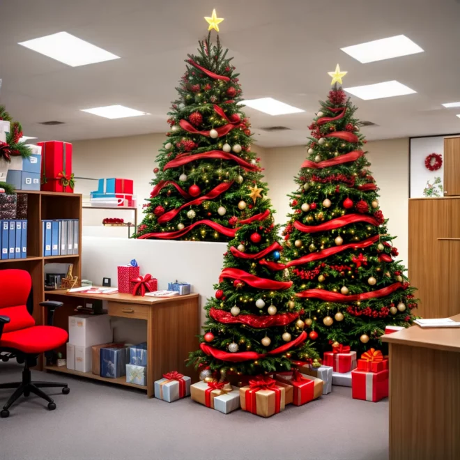 escritorio natal decorado colegas festivos
