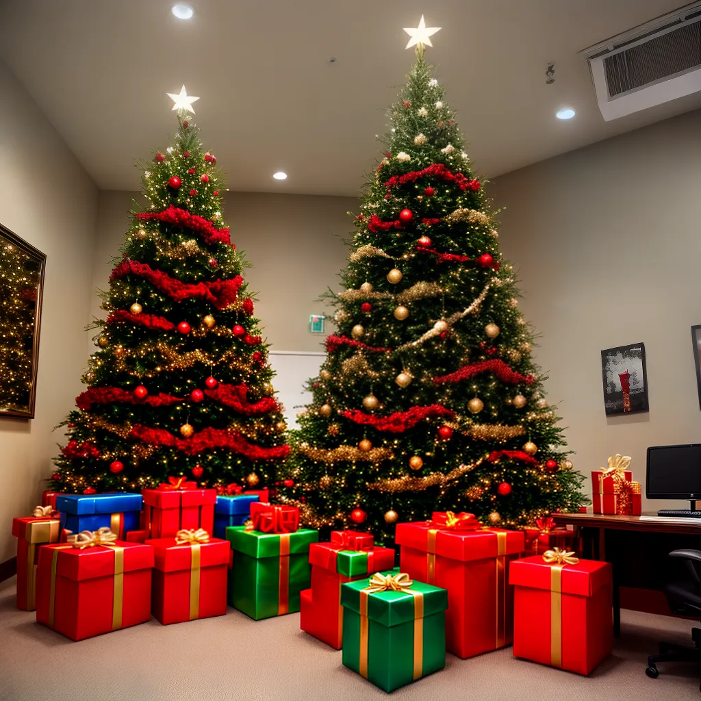 escritorio decorado natal colegas presentes