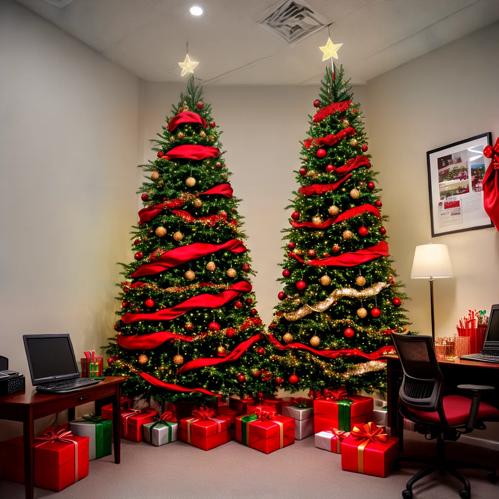 escritorio decorado natal luzes colegas