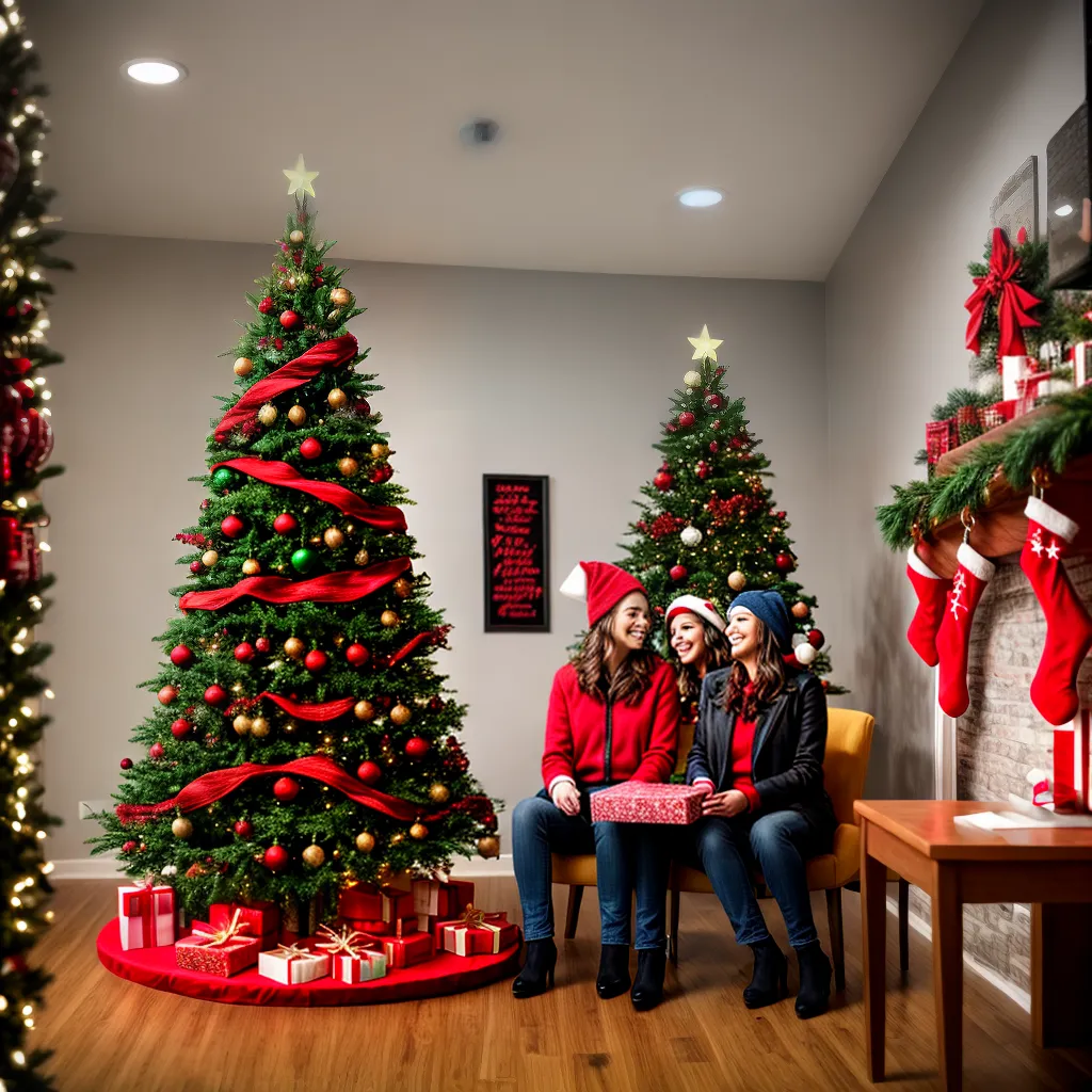 escritorio natal decoracoes luzes arvore presentes