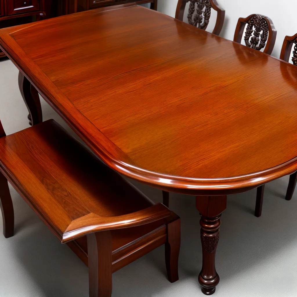mesa madeira lustrosa cadeiras talheres