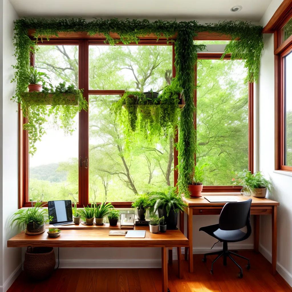 escritorio natureza madeira plantas
