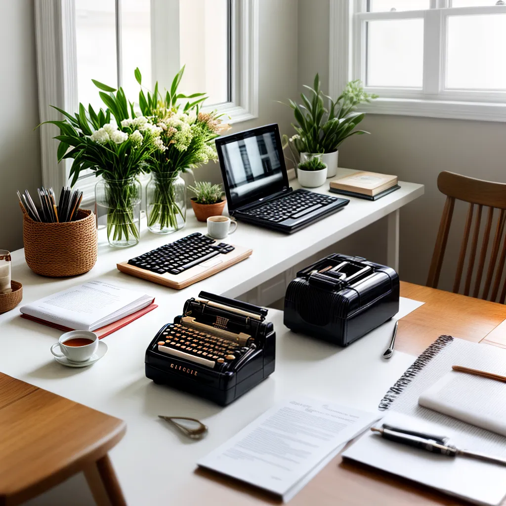 escritorio acolhedor vintage cafe flores