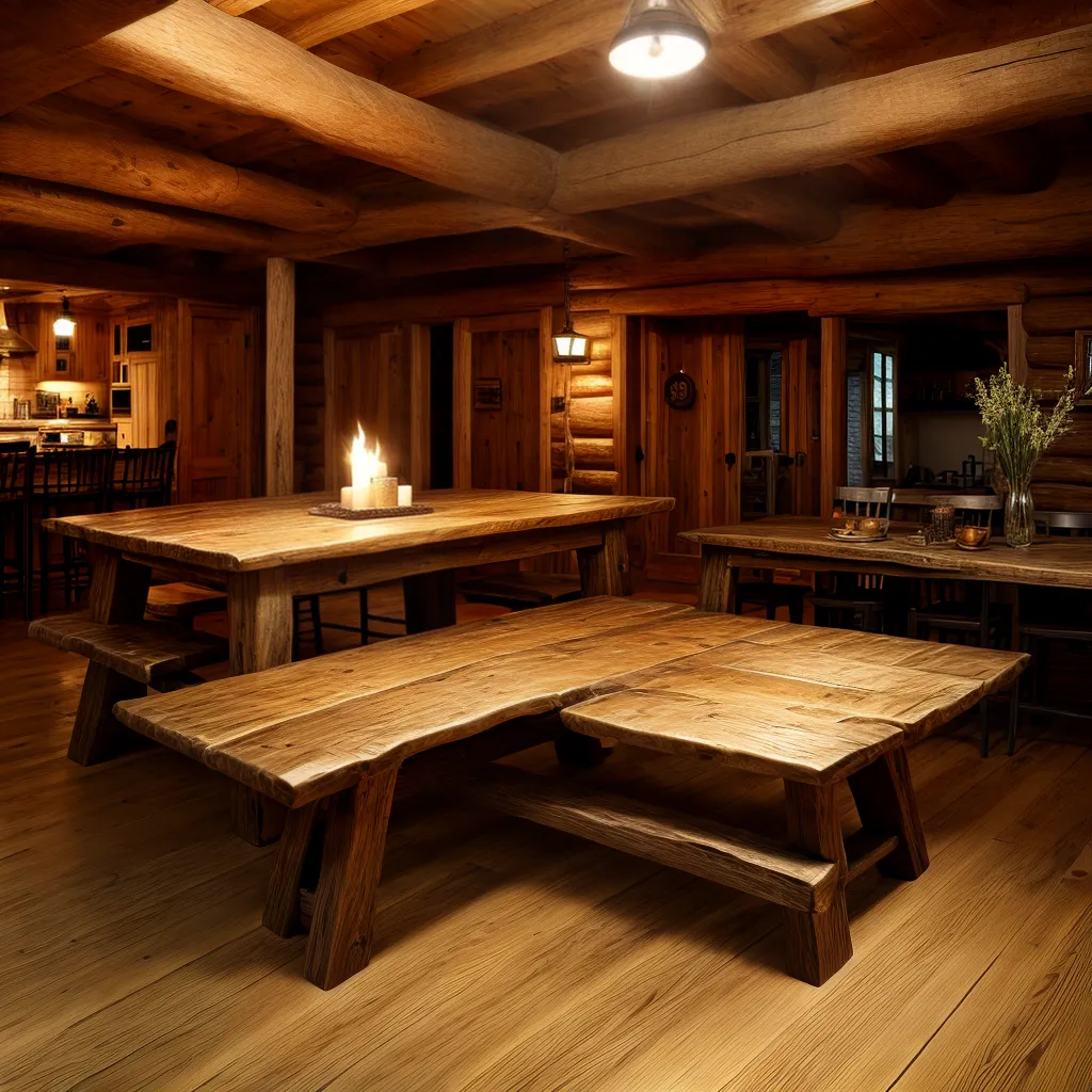 mesa madeira rustica cabana aconchegante 1