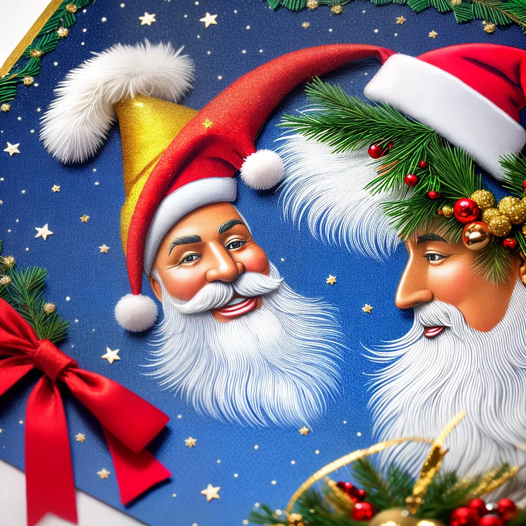 cartao natal colorido detalhes brilho santa