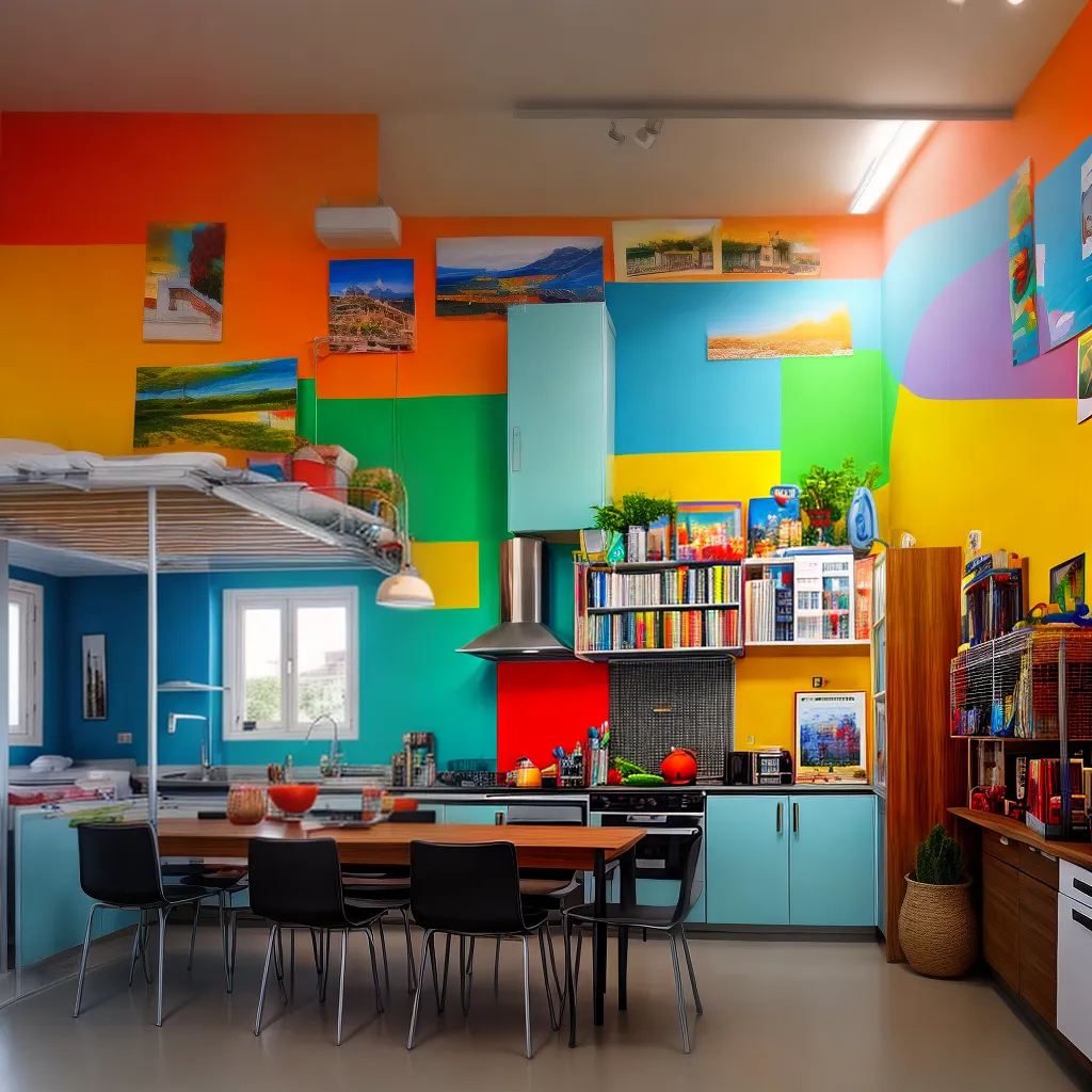 sala aula colorida arte livros