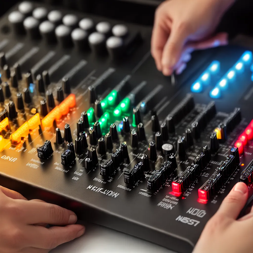 mixer ajuste maos luzes coloridas