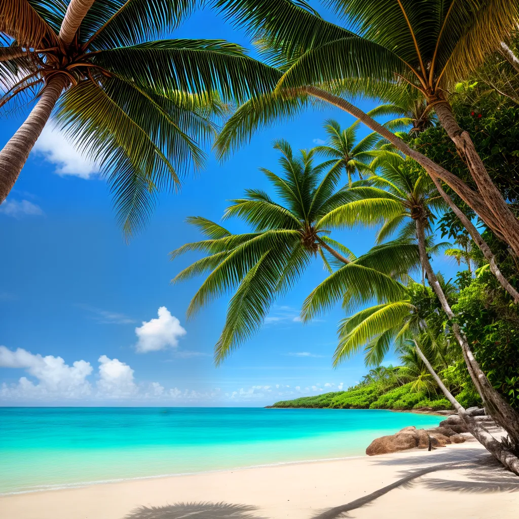 praia tropical palmeiras aguas turquesa praia tropical palmeiras aguas turquesa