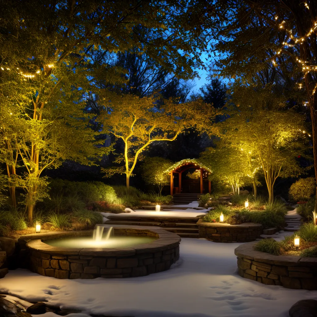 jardim inverno neve flores luzes