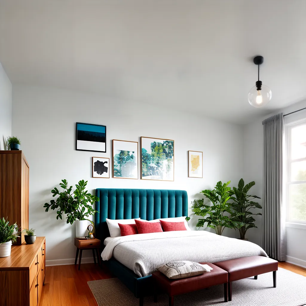 quarto geometrico luz natural plantas