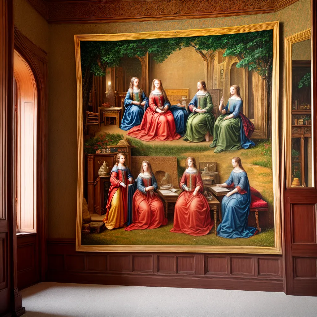 pintura medieval mobiliario antigo