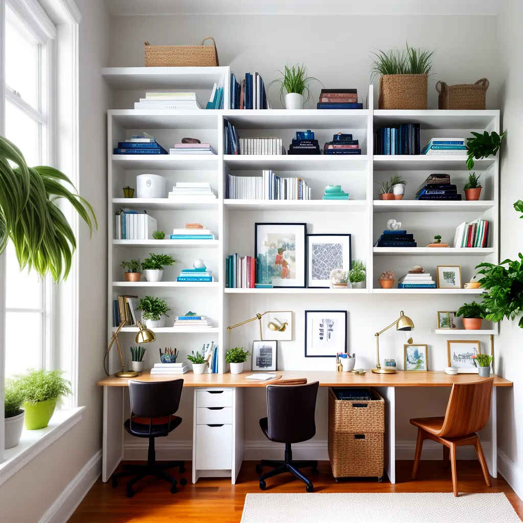 escritorio iluminado natural livros plantas