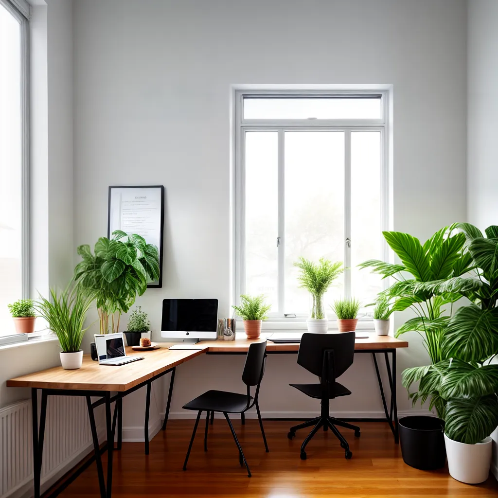 escritorio organizado sol potted plant
