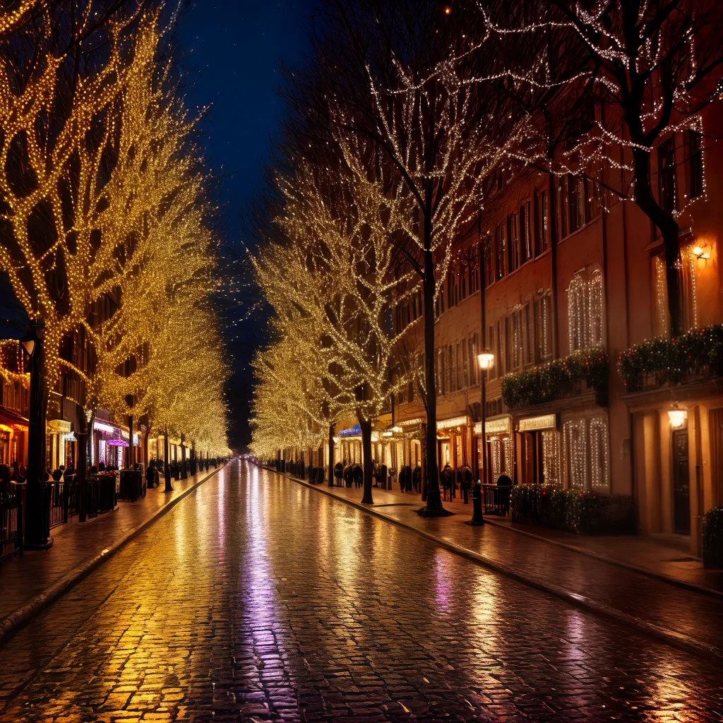 rua natalina luzes brilhantes magia rua natalina luzes brilhantes magia