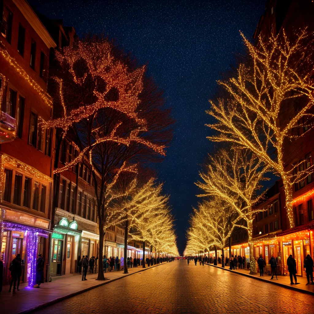 rua natal luzes cidade festiva rua natal luzes cidade festiva