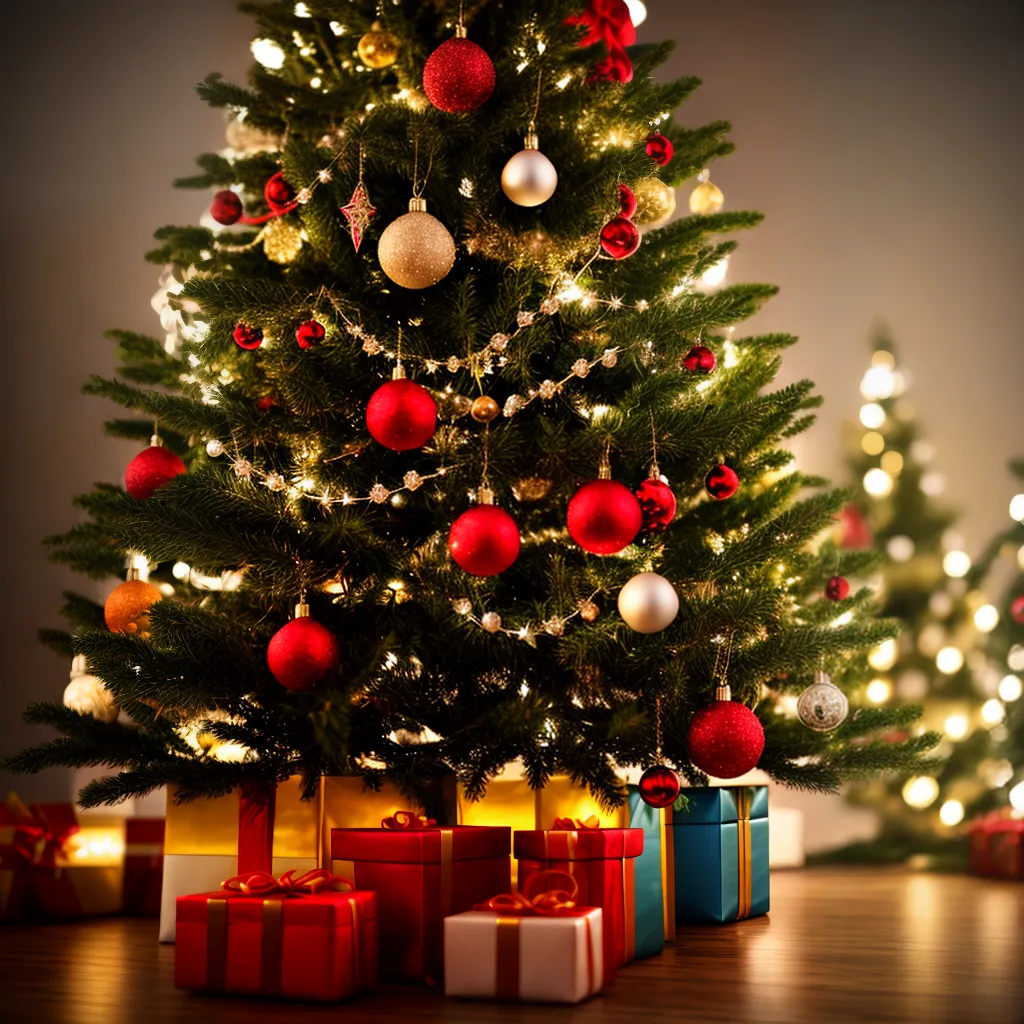 arvore natal vintage ornamentos luzes 1