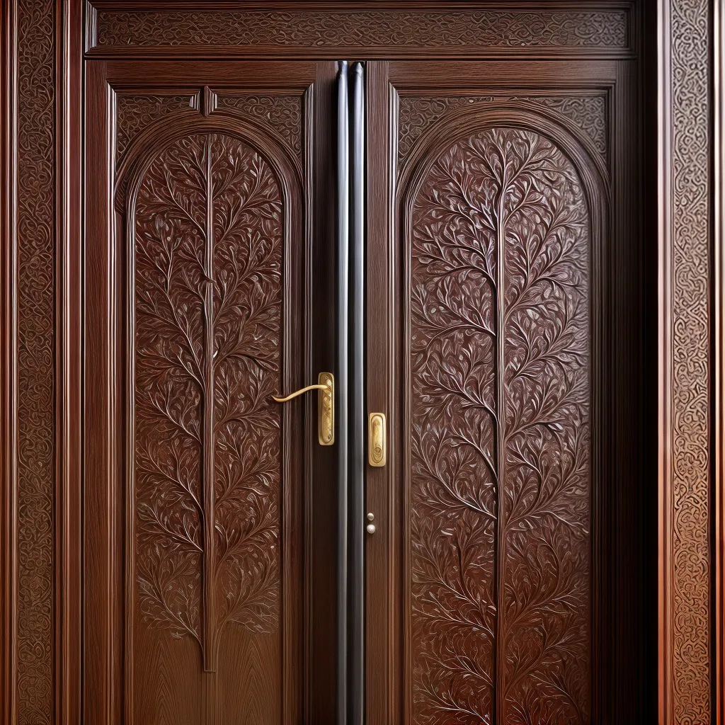 porta entalhada motivos orientais