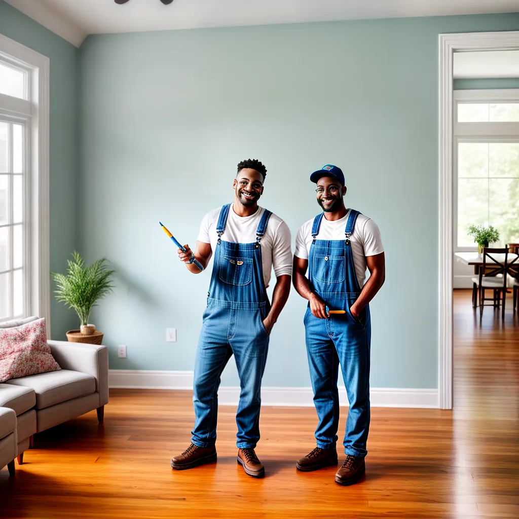 casal sorridente renovacao sala iluminada