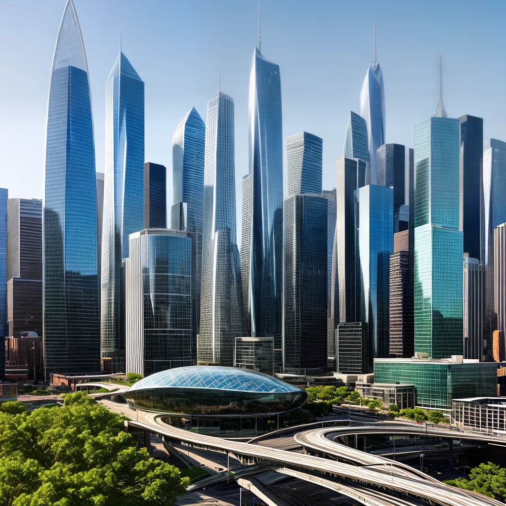 predio futurista linhas curvas vidro cidade