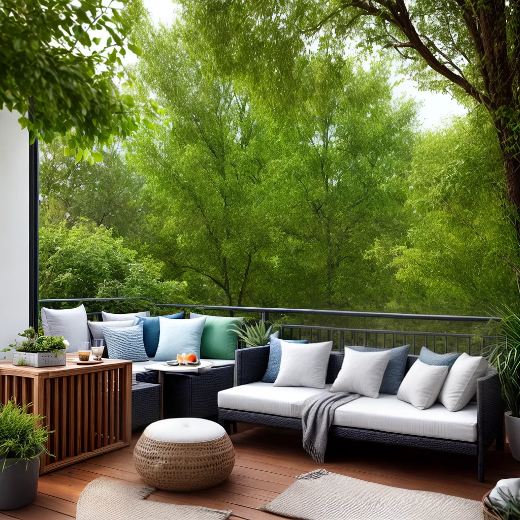 cantinho relaxante balcone almofadas jardim