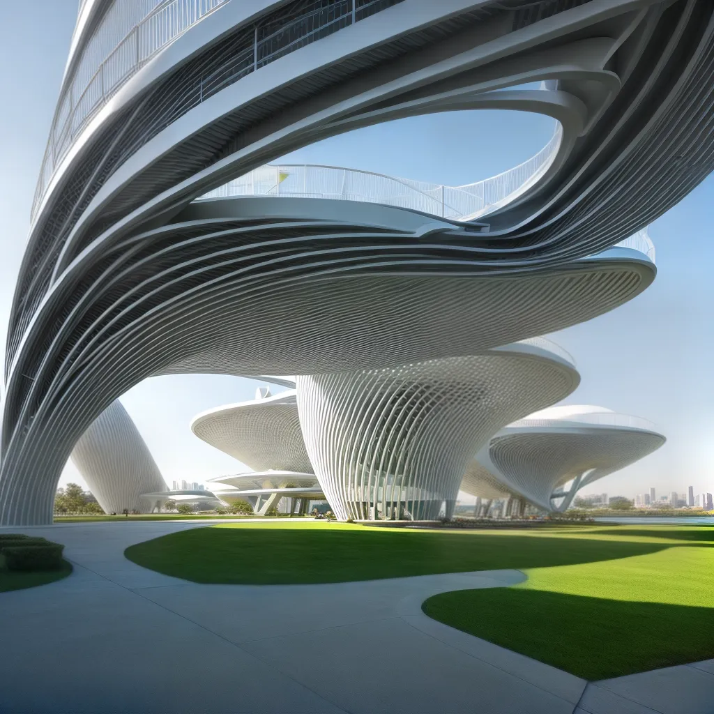 arquitetura futurista geometrica natureza tecnologia
