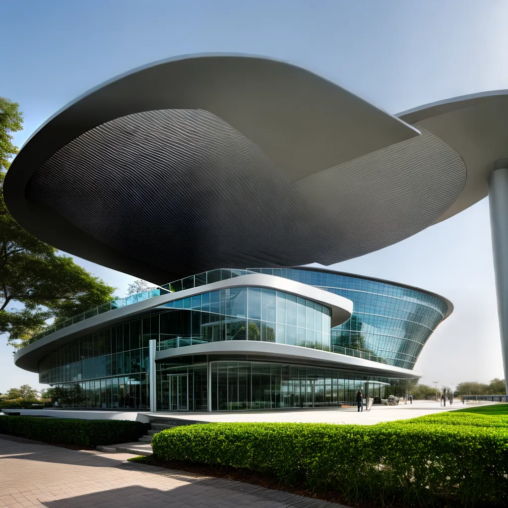 arquitetura futurista linhas curvas fachada