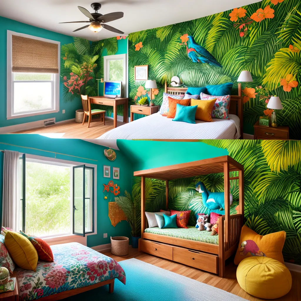 quarto jungle animais colorido