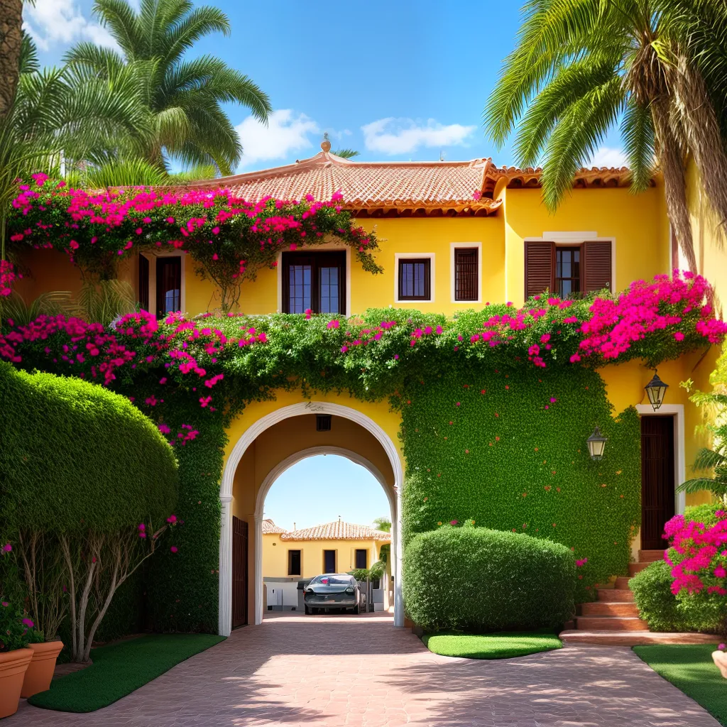 edificio espanhol telhado vermelho bougainvillea edificio espanhol telhado vermelho bougainvillea